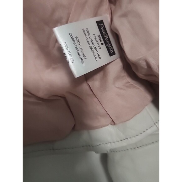 Free People Luxe SMALL Soft LEATHER Moto Belted Oversized Waist Length Gray $468 - Picture 7 of 10